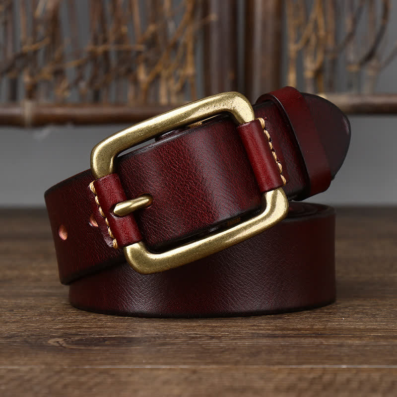 Men's Leisure Heavy Copper Buckle Leather Belt - image 8