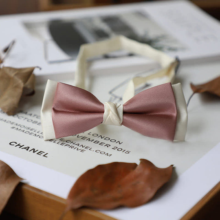 Men's Macaron Color & White Double-layer Bow Tie - image 8