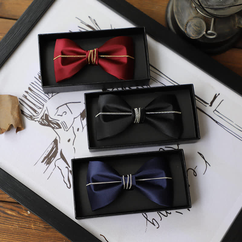 Men's Bling Chain Plain Bow Tie - image 0