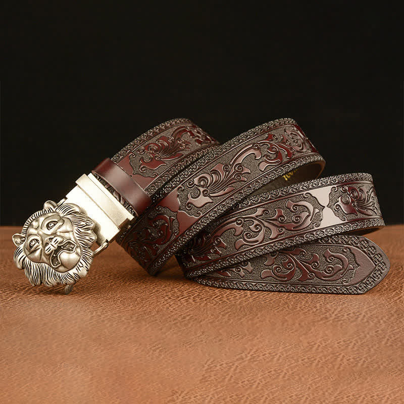 Men's 3D Sculpture Lion Head Leather Belt - image 14