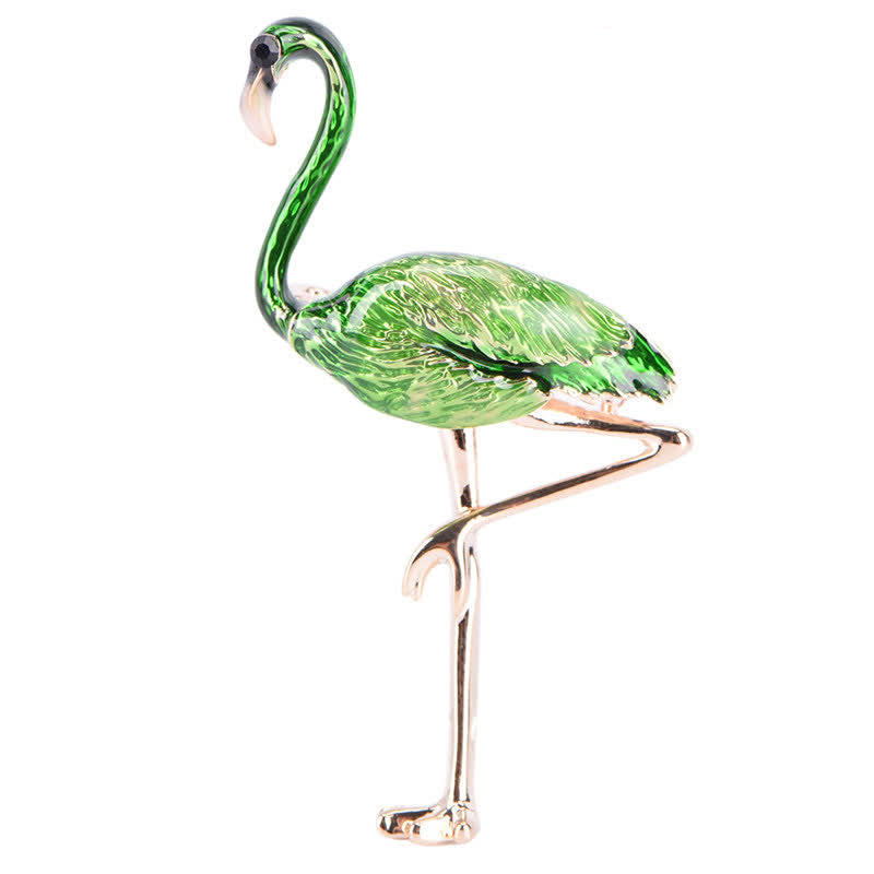 Women's Exotic Enamel Flamingo Brooch - Green - image 10