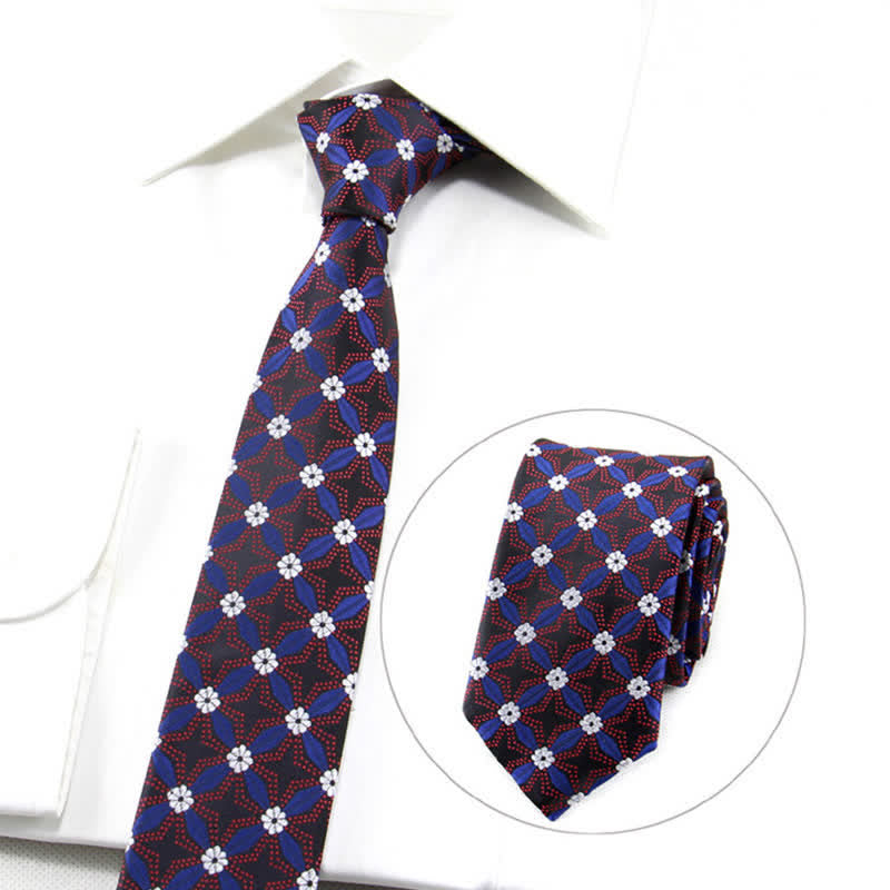 Men's Flower Embroidered Geometric Necktie - image 5