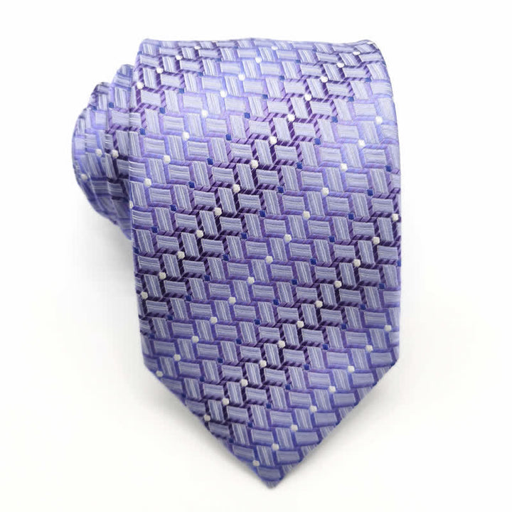 Men's Graduated Weave Pattern Pure Silk Necktie - Violet - image 9