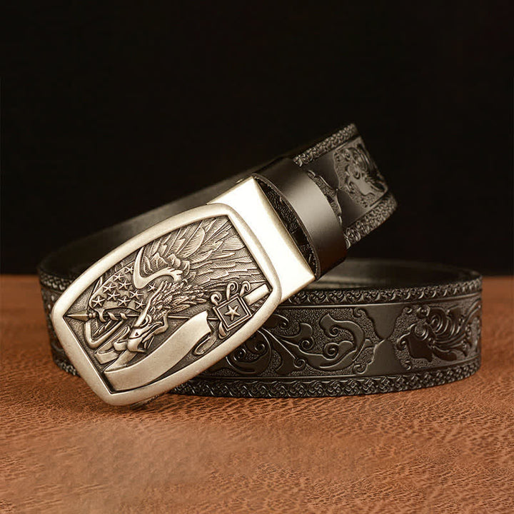 Men's American Flag Hawk Eagle Leather Belt - image 16