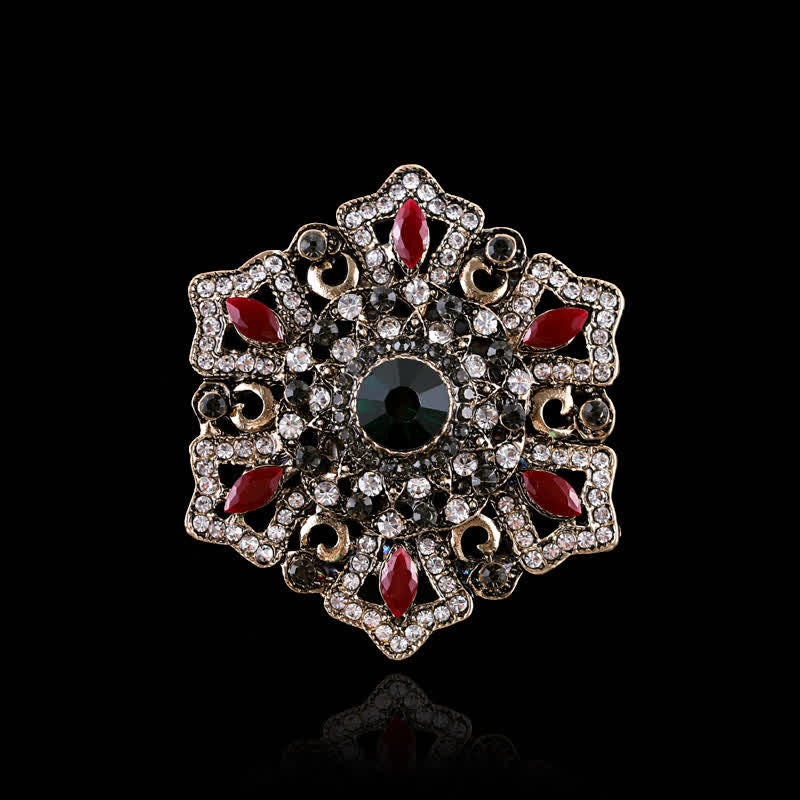 Women's Baroque Palace Crystal Brooch - Red Hexagon - image 4