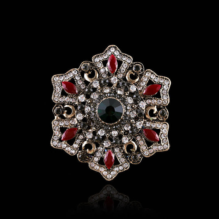 Women's Baroque Palace Crystal Brooch - Red Hexagon - image 4