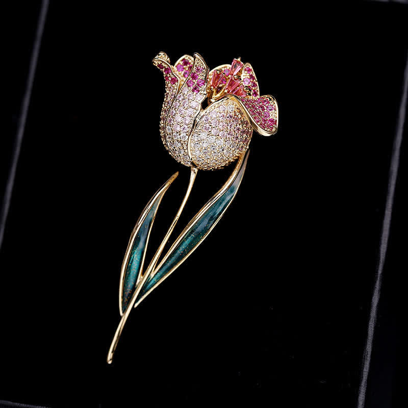 Women's Deep Love Tulip Brooch - Pink - image 0