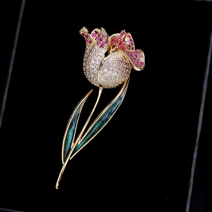 Women's Deep Love Tulip Brooch - Pink - image 0
