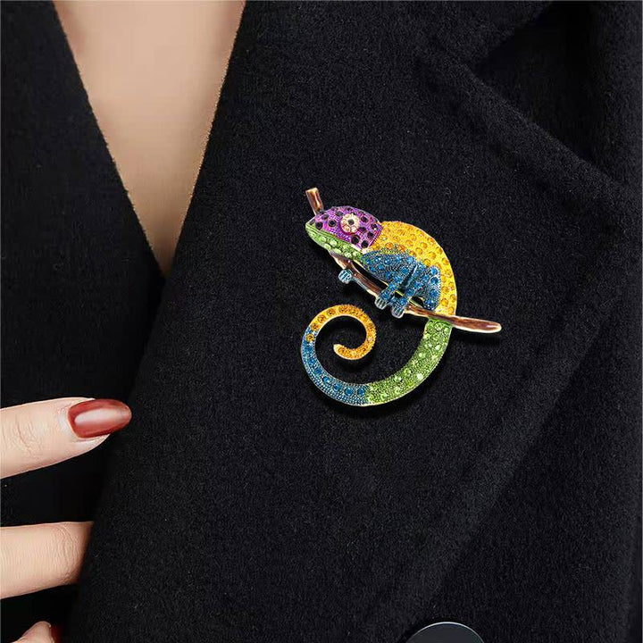 Women's Colorful Chameleon Lizard Brooch - image 3