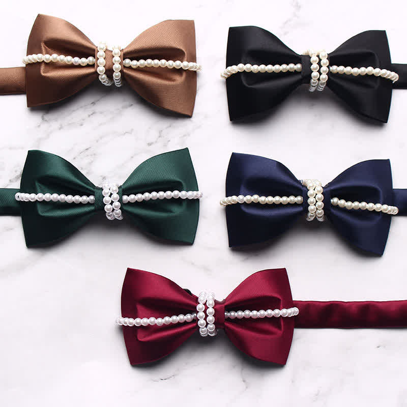 Men's Pearl Decor Chain Bow Tie - image 0