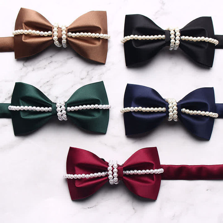 Men's Pearl Decor Chain Bow Tie - image 0