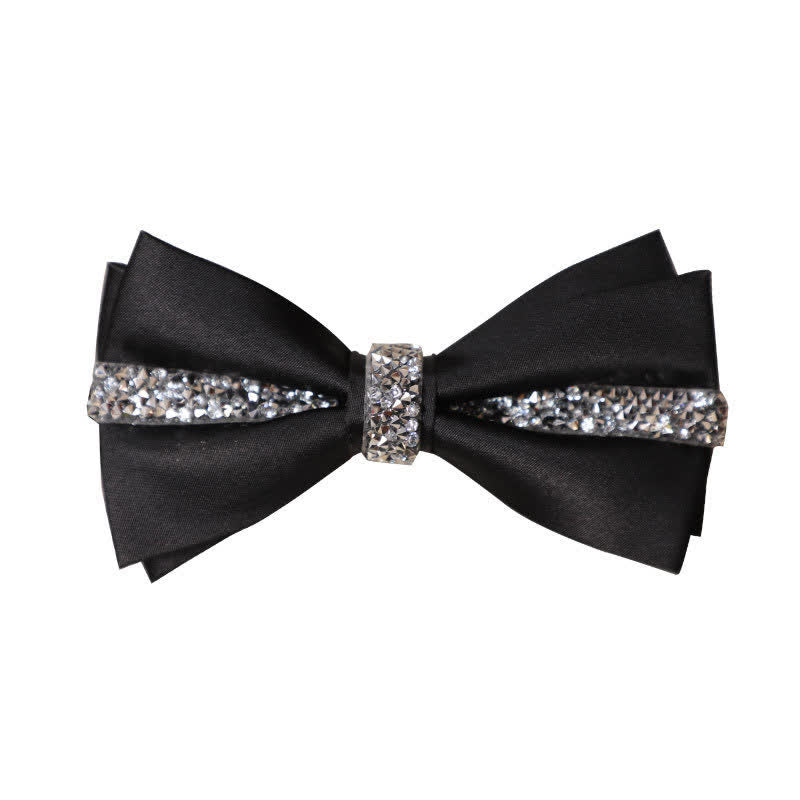 Men's Shining Rhinestone Satin Bow Tie Pocket Square Set - image 4