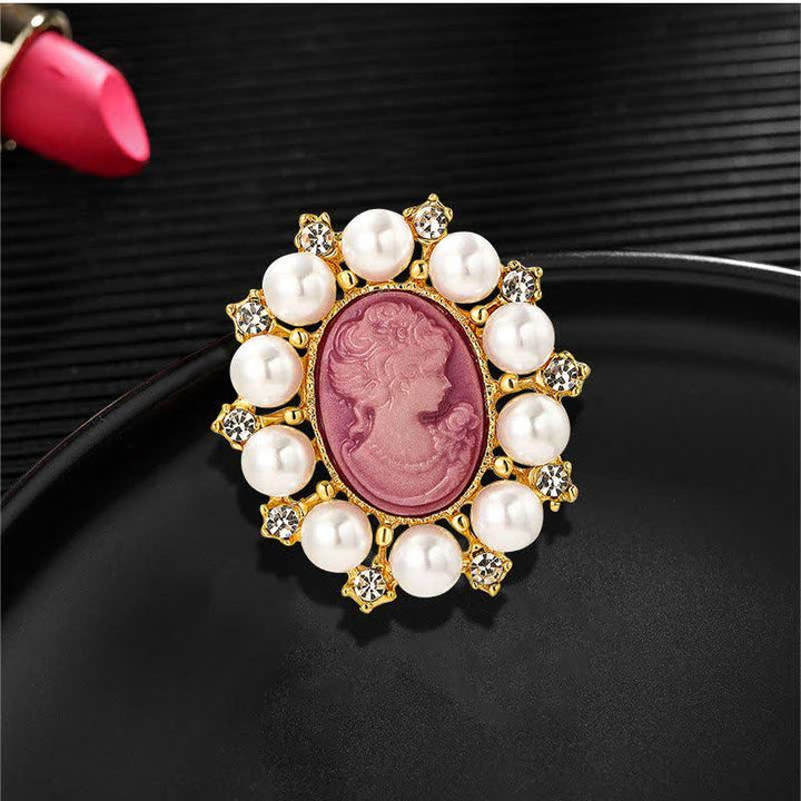 Women's Palace Relief Beauty Pearl Brooch - image 4