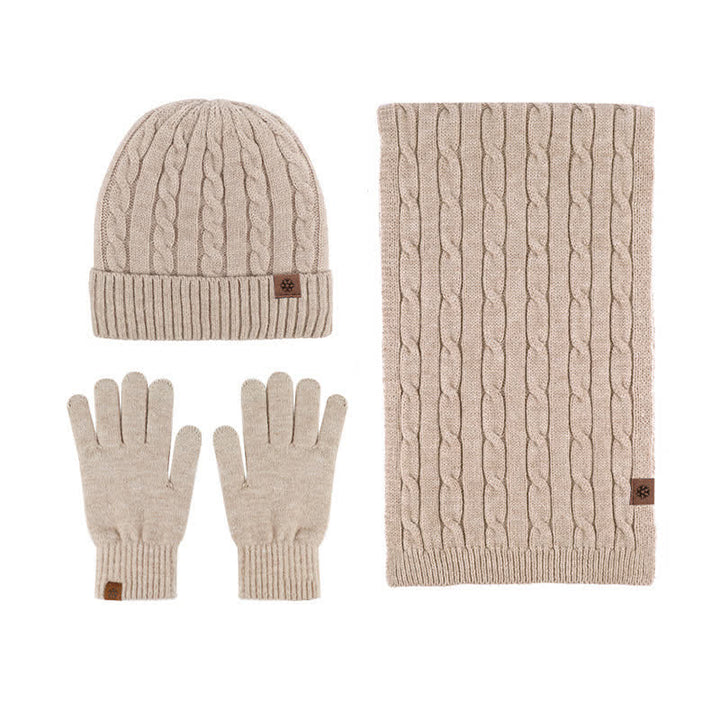 3Pcs Unisex Warm Hat Scarf Gloves Set - Khaki - Adjustable (21 1/4"-22 7/8") - image 18