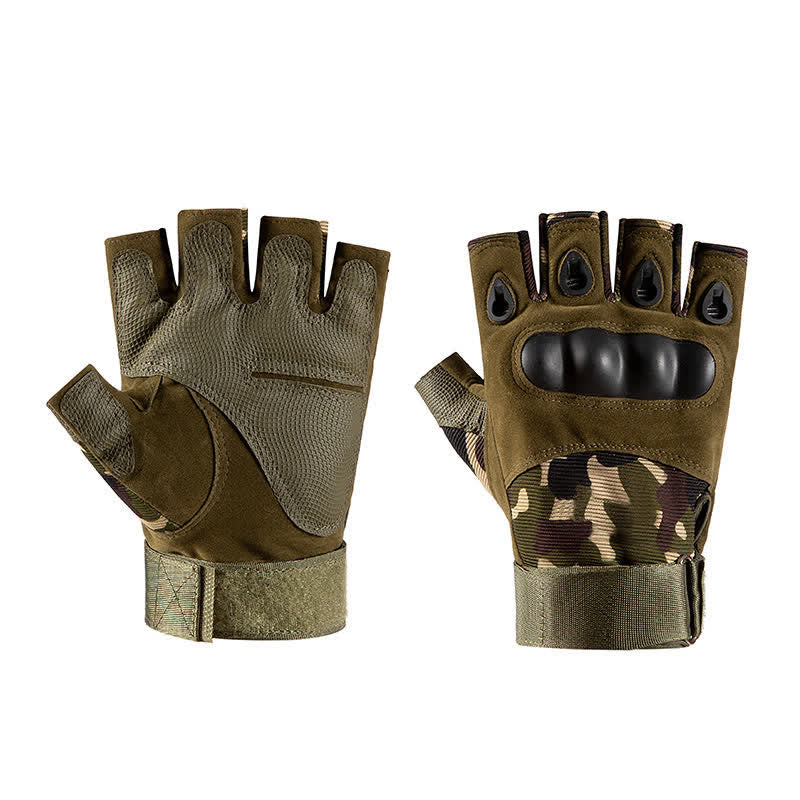 Non-Slip Half Finger Hands Protector Tactical Gloves - Camo - XL - image 11