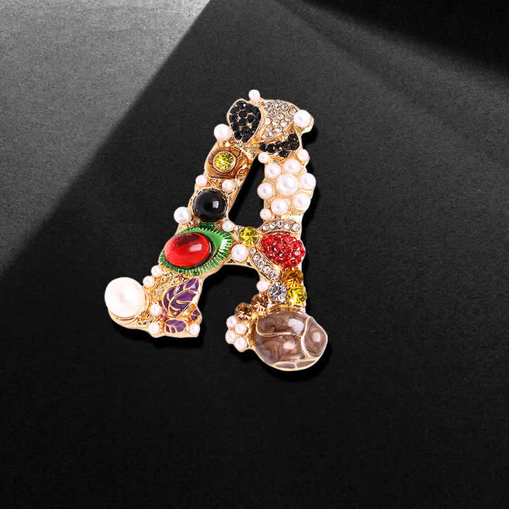 Unisex Baroque Pearl Letter Brooch - A - image 2