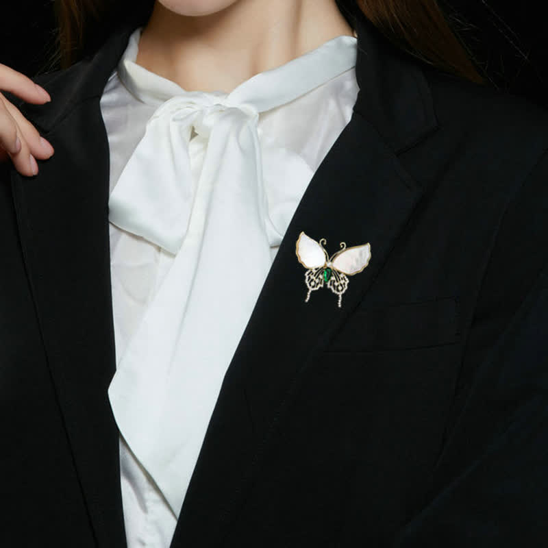 Women's Natural Shell Butterfly Brooch - image 2