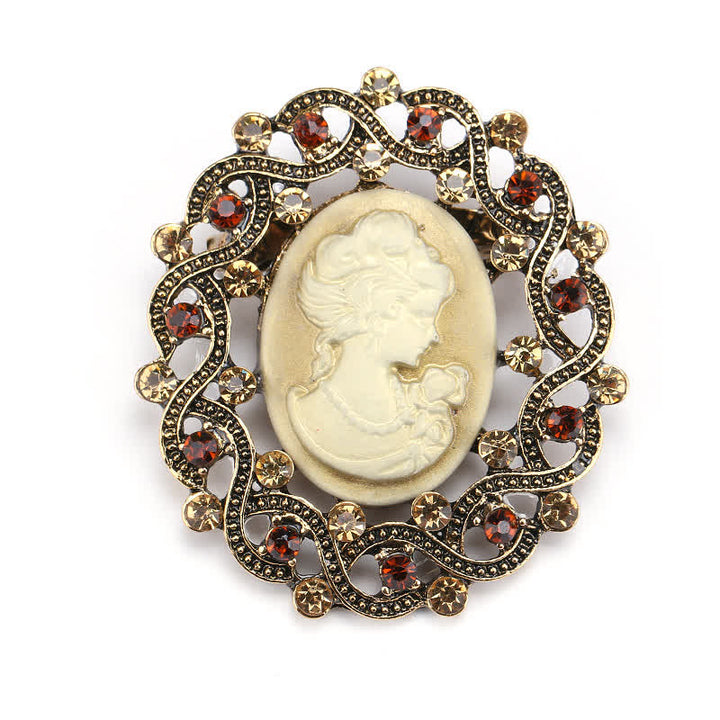 Women's Retro Century Queen's Cameo Brooch - Gold - image 0