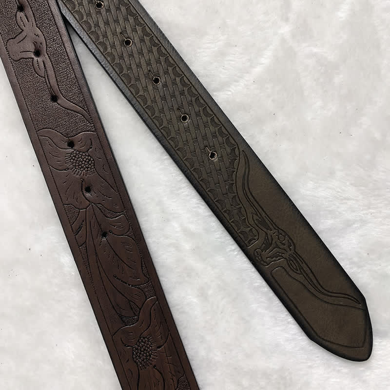 Men's Ancient Longhorn Bull Leather Belt - image 7