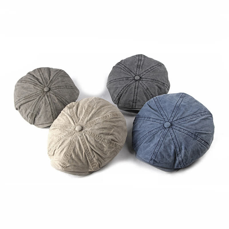 Casual Washed Aged Cotton Beret Cap - image 1