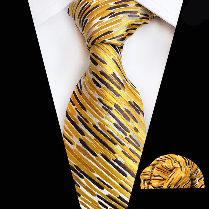 2Pcs Men's Whirlwind Striped Necktie Set - Yellow - image 0
