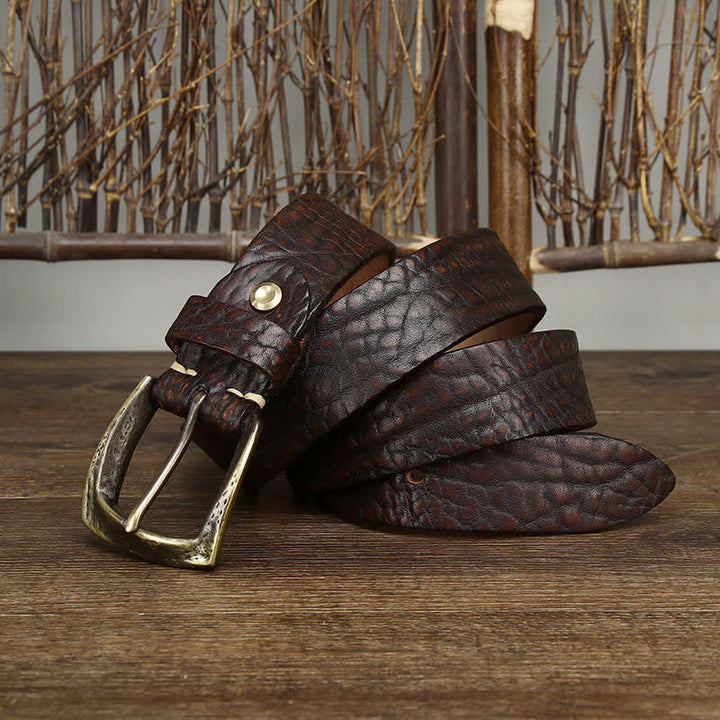 Men's Retro Yak Skin Pattern Leather Belt - image 4