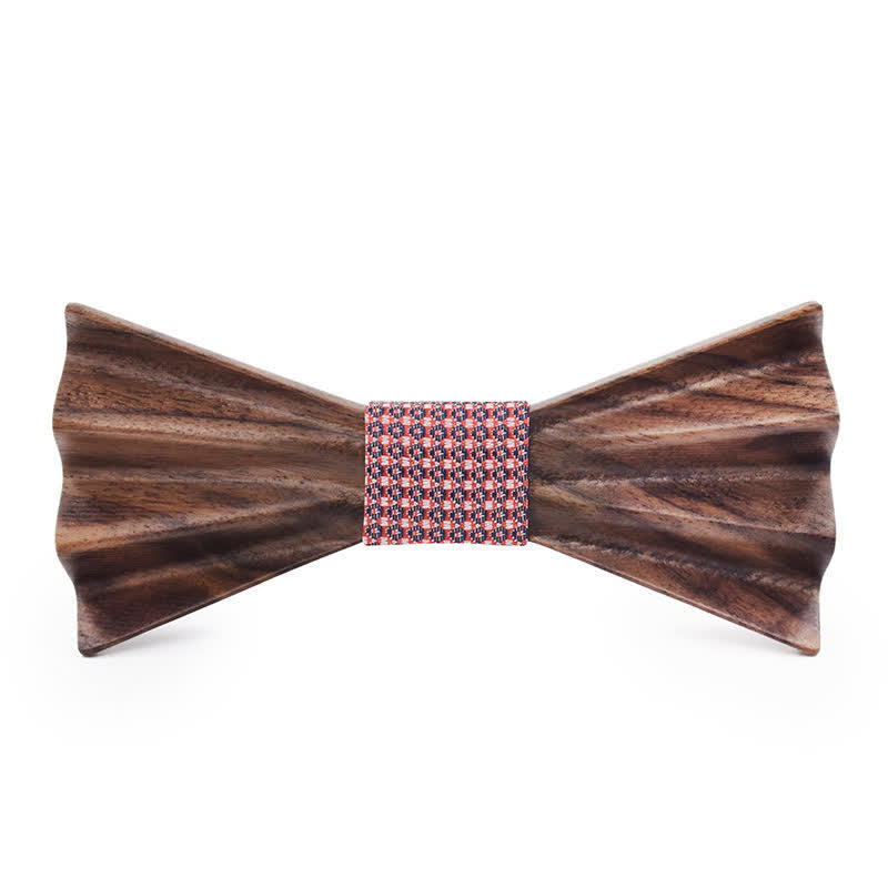 Men's Dark Stereo 3D Folded Wooden Bow Tie - Pink - image 2