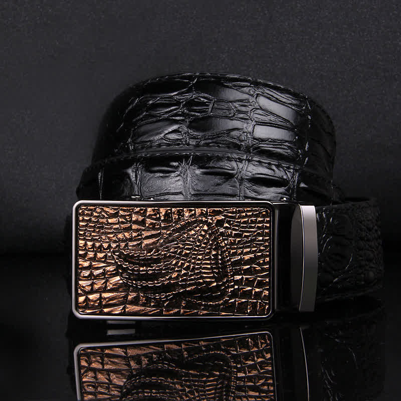 Men's Alligator Claw Crocodile Print Automatic Leather Belt - image 3