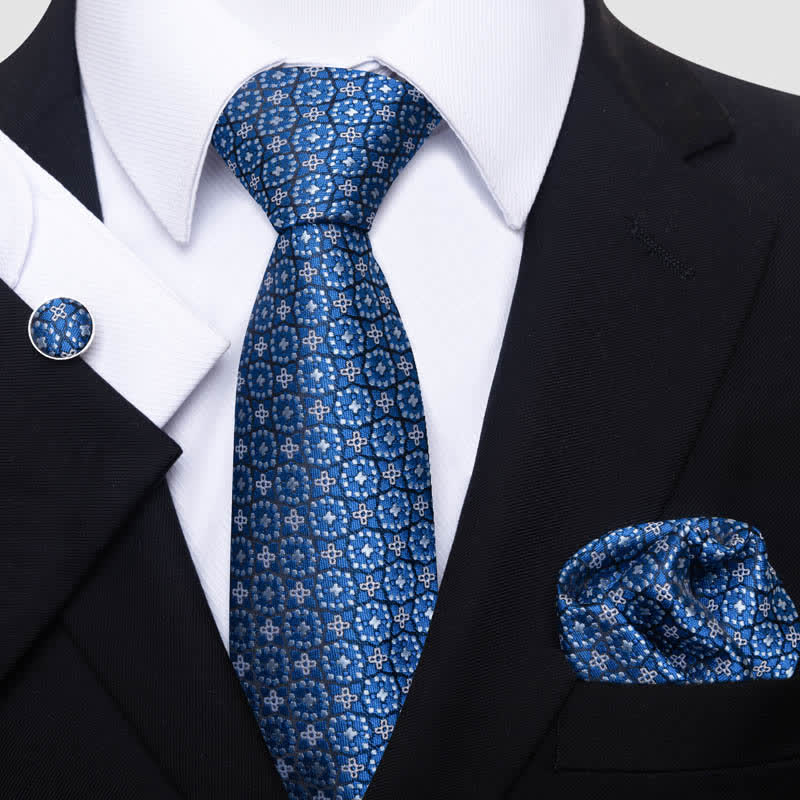 3Pcs Men's SteelBlue Patrician Gent Necktie Set - SteelBlue - image 0