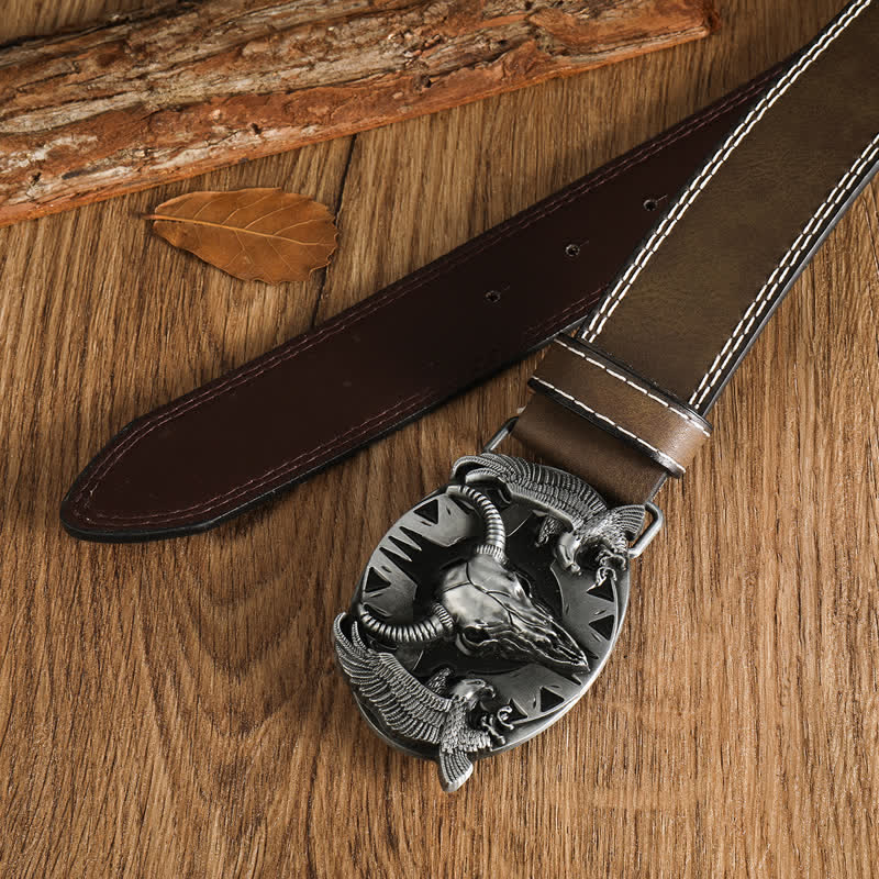 Men's Vintage Bull & Dual Eagles Leather Belt - image 27