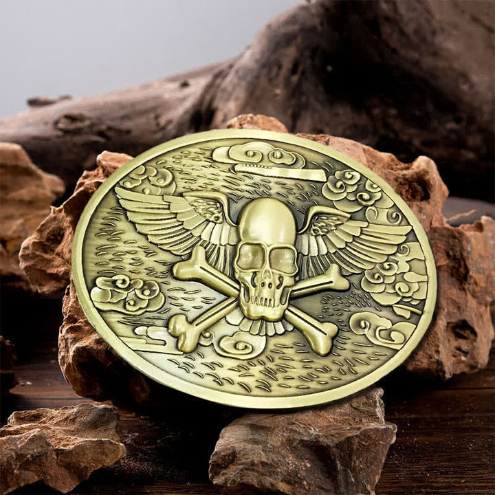 Men's DIY Skull Angel Creative Beer Holder Buckle Leather Belt - Bronze - Without Belt - image 6