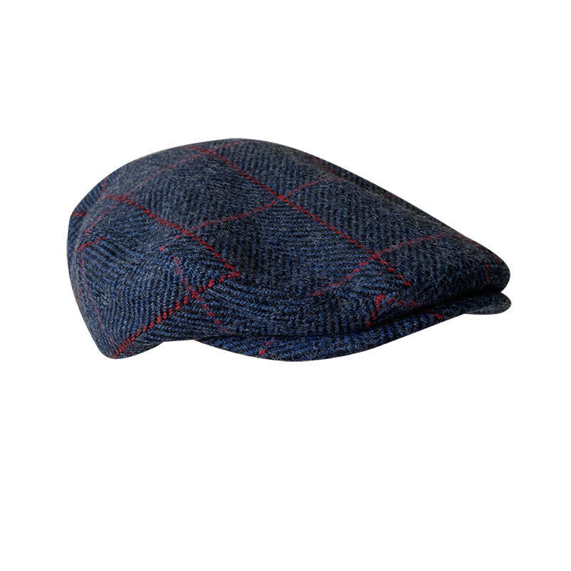 Countryside Dark Blue Red Plaid Beret Cap - image 3