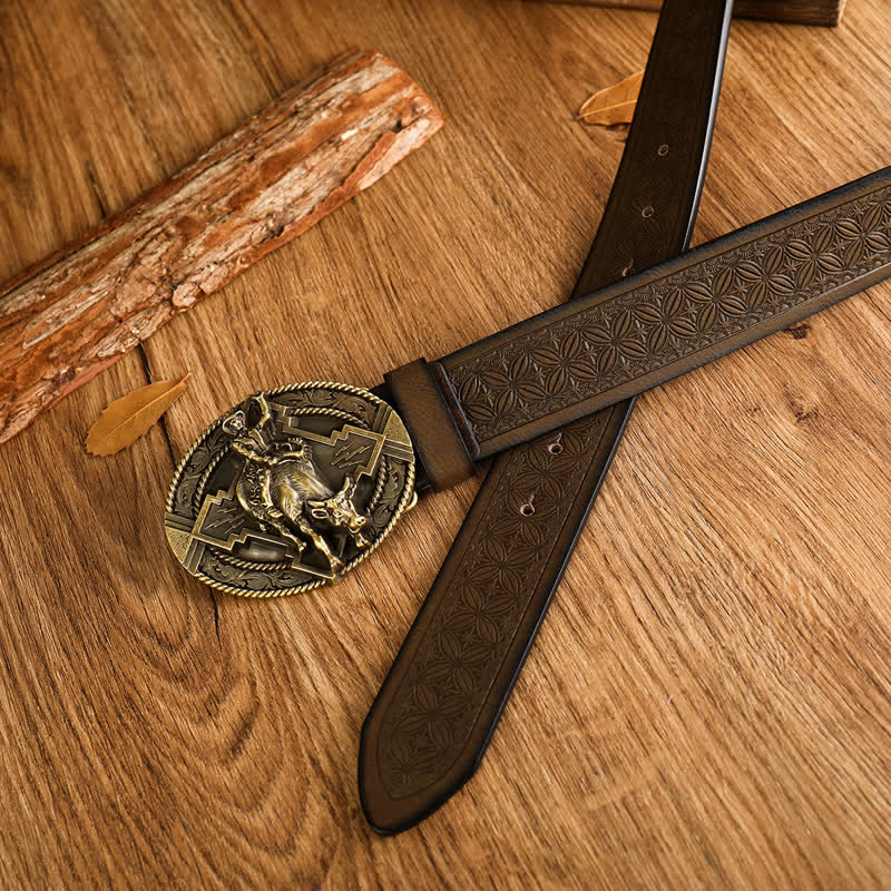 Men's Domineering Riding Bull Leather Belt - image 7