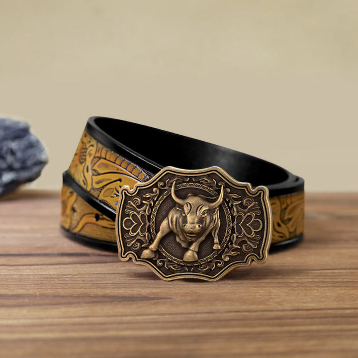 Men's DIY Matador Buckle Leather Belt - Bronze - SandyBrown Belt (40) - image 18