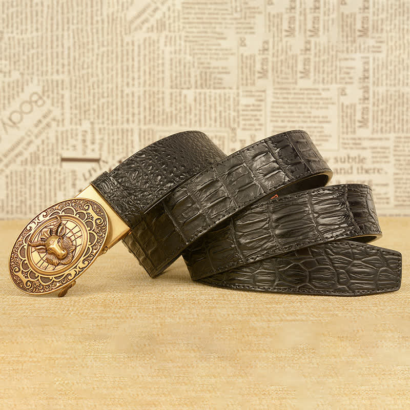 Men's Wild Goat Alligator Pattern Leather Belt - image 5