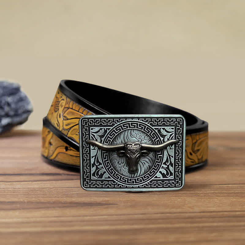 Men's DIY  Weatern Buckle Leather Belt - Silver - SandyBrown Belt (40) - image 20
