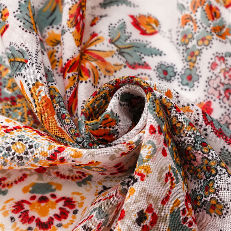 Women's Orange Bohemian Ethnic Beach Cape Scarf - image 5