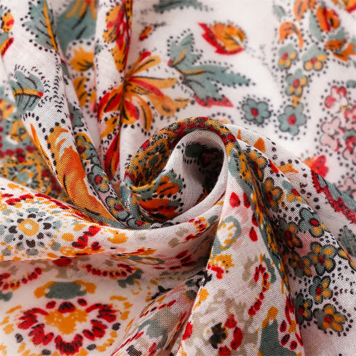 Women's Orange Bohemian Ethnic Beach Cape Scarf - image 5