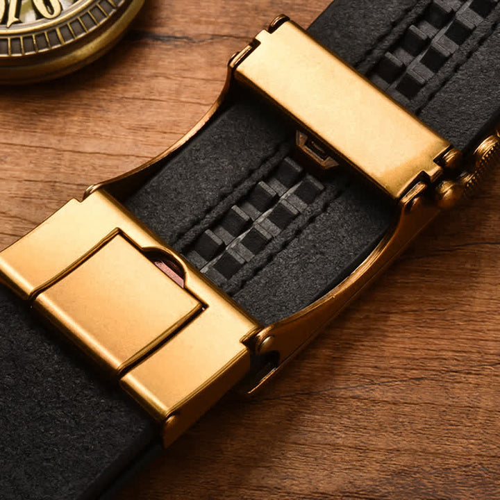 Men's Standing Rhino Business Automatic Buckle Leather Belt - image 4