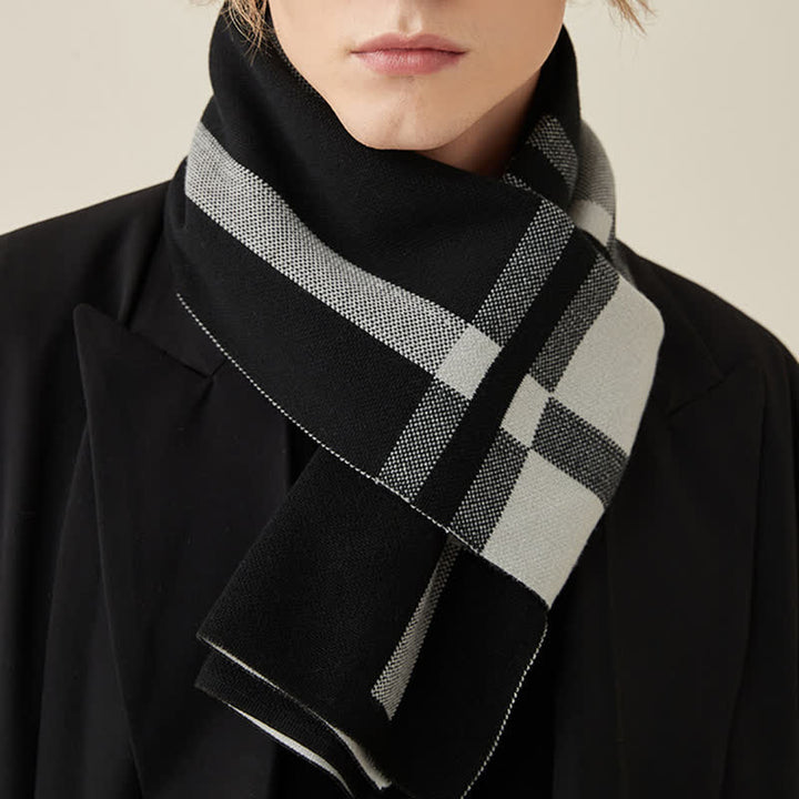 Men's Classic Plaid Wool Blend Knitted Scarf - image 1