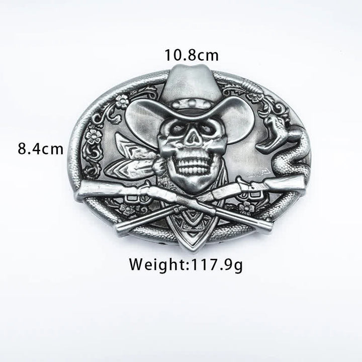 Men's Pirate Skull Cross Guns Leather Belt - image 3