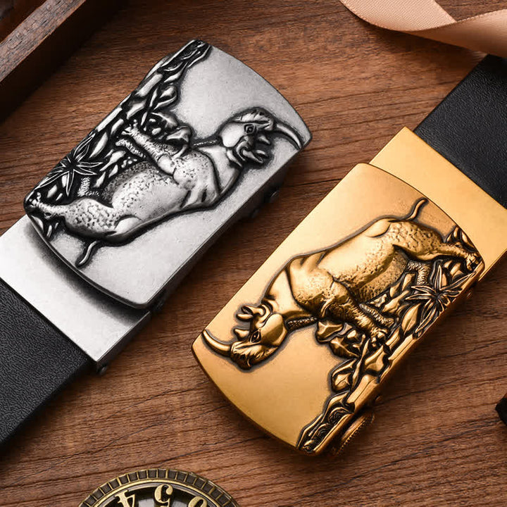 Men's Standing Rhino Business Automatic Buckle Leather Belt - image 1