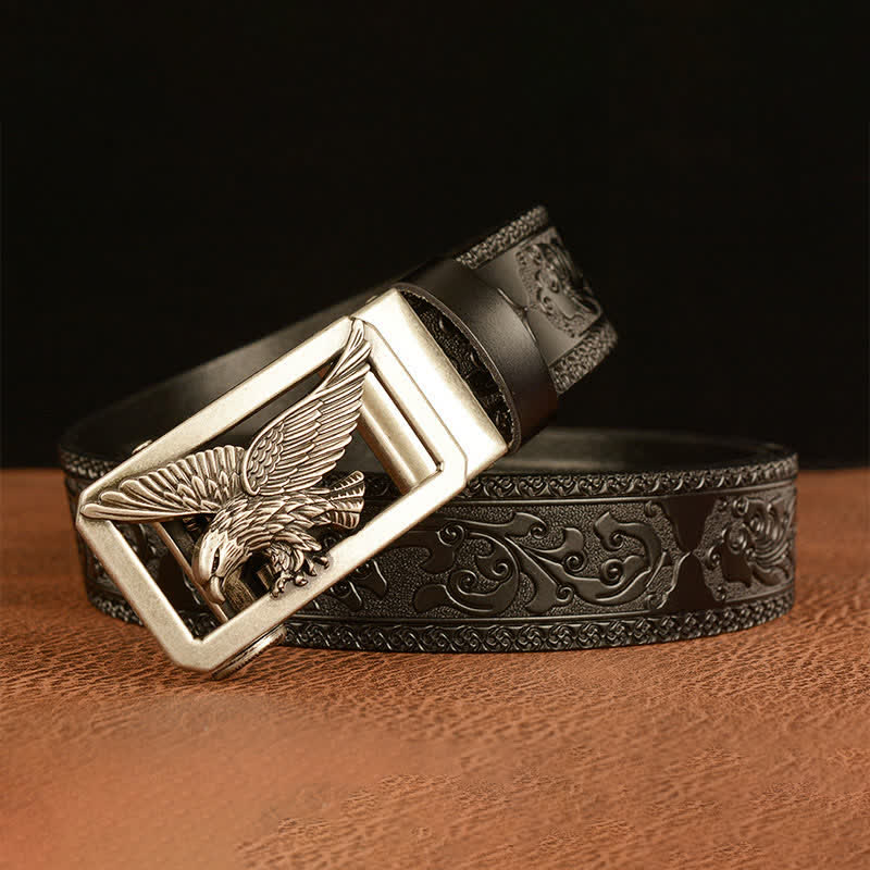 Men's Vintage Hollow Eagle Buckle Leather Belt - image 13