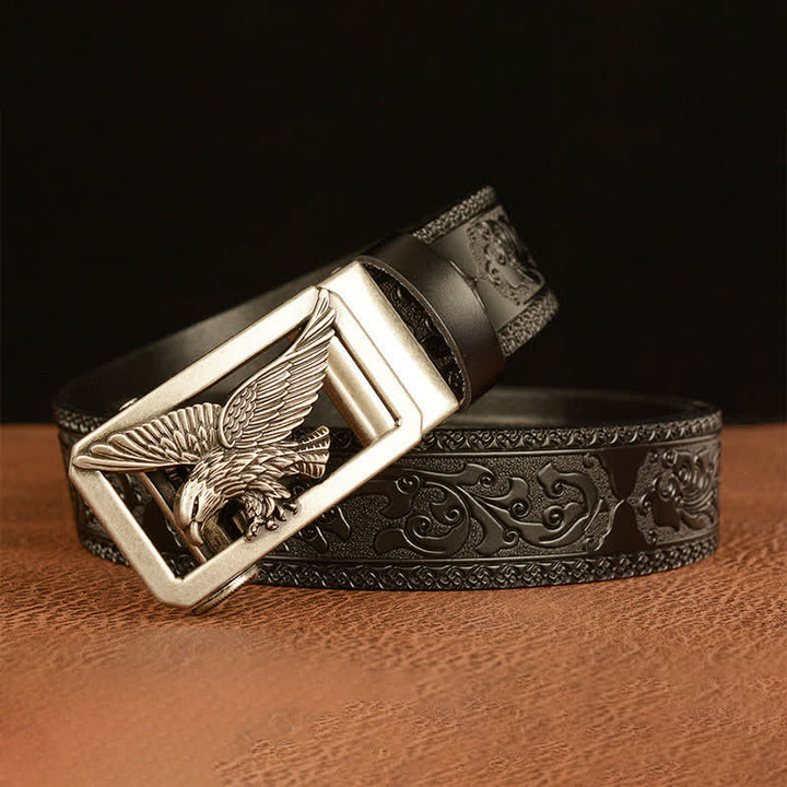 Men's Vintage Hollow Eagle Buckle Leather Belt - image 13