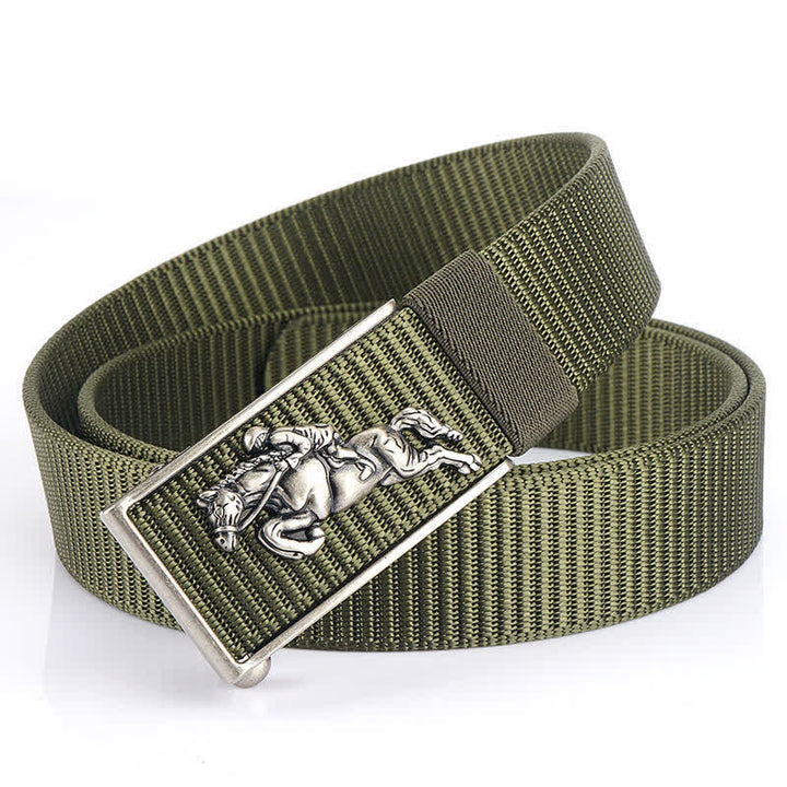 Men's Horseback Riding Nylon Belt - Army Green / Silver - 48" - image 13