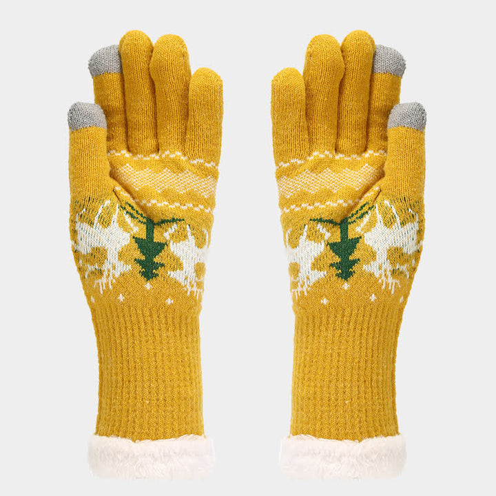 3Pcs Women's Reindeer Tree Jacquard Hat Scarf Gloves Set - image 17