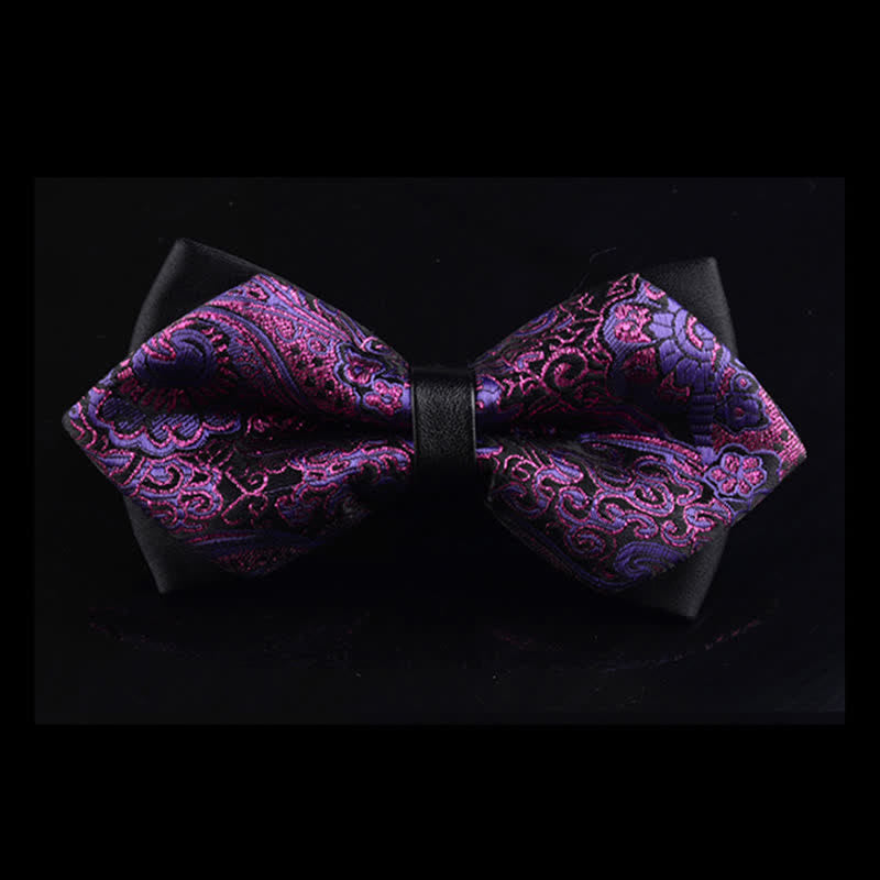 Men's Royal Purple Paisley Pointy Bow Tie - Purple - image 0