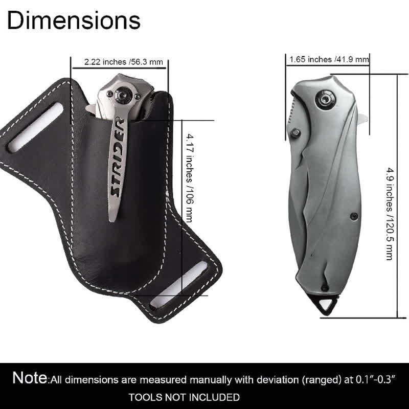 EDC Folding Knife Sheath Leather Holster Belt Bag - image 5