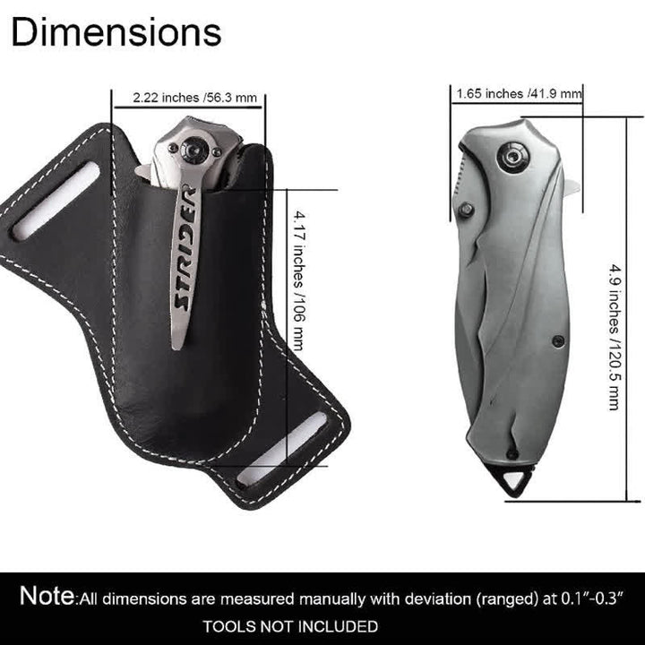 EDC Folding Knife Sheath Leather Holster Belt Bag - image 5