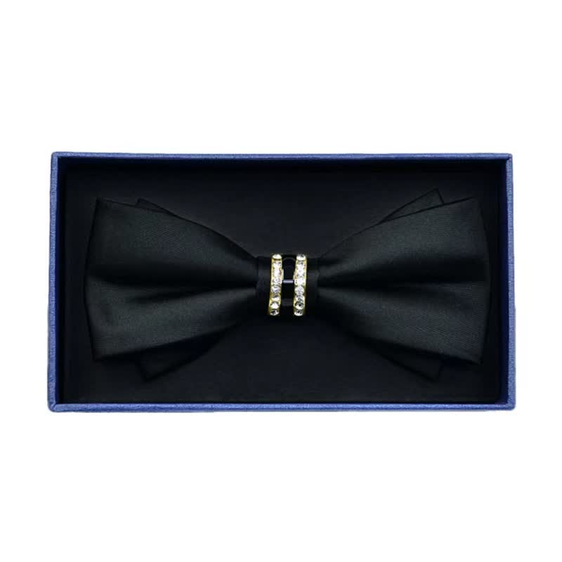 Men's Rhinestone Metal Matte Bow Tie - Arch - Black - image 7